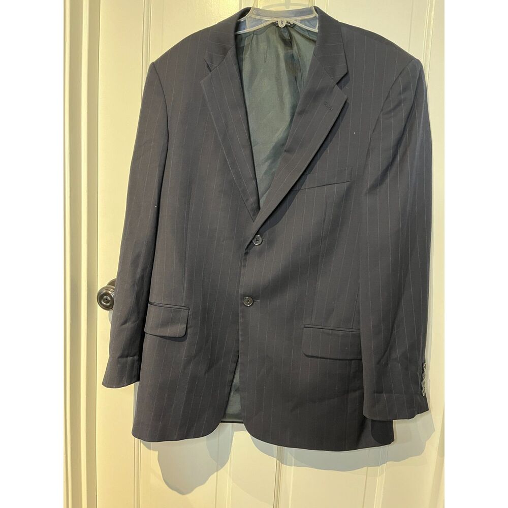 Claiborne Women’s Black Pinstripe Blazer Jacket 2 Button Made in Jordan